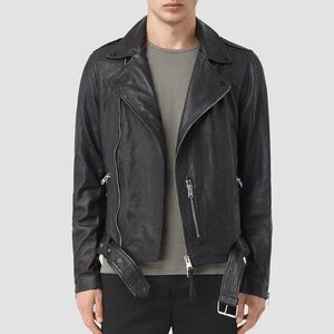 AllSaints - Kahawa men’s black motorcycle jacket